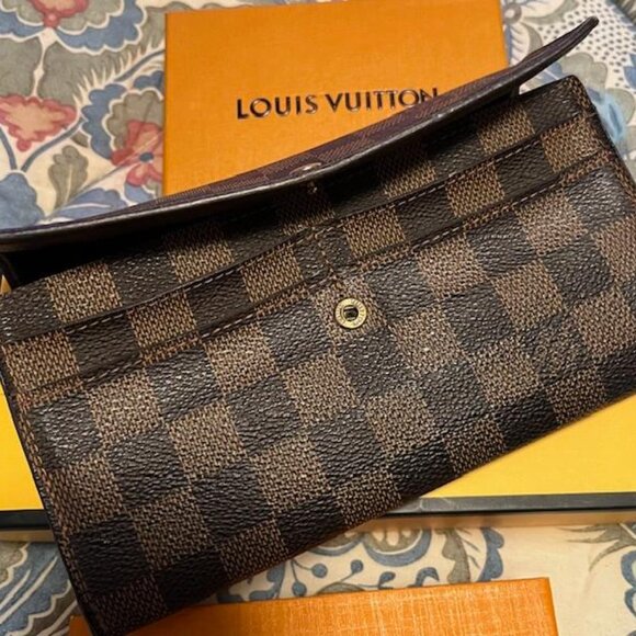 Authentic Louis Vuitton Portefeuille Sarah Brown Damier Ebene Long Wallet - Picture 3 of 13